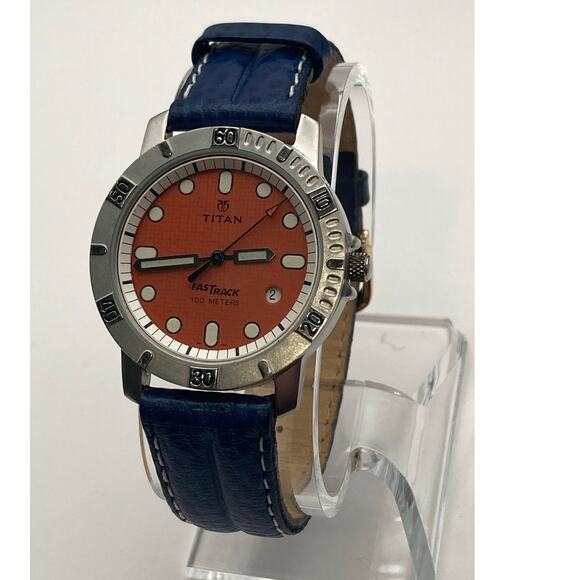 Titan Fast Track Quartz 35MM Watch 656 SFA - 100m WR - All Steel - New Battery - Picture 2 of 11